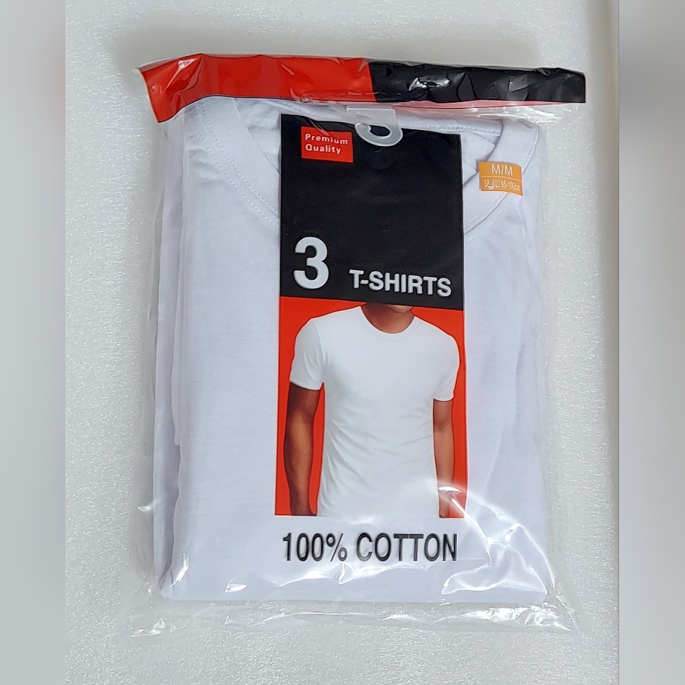 Premium White Cotton T-shirts for Men - Pack of 3, Size M